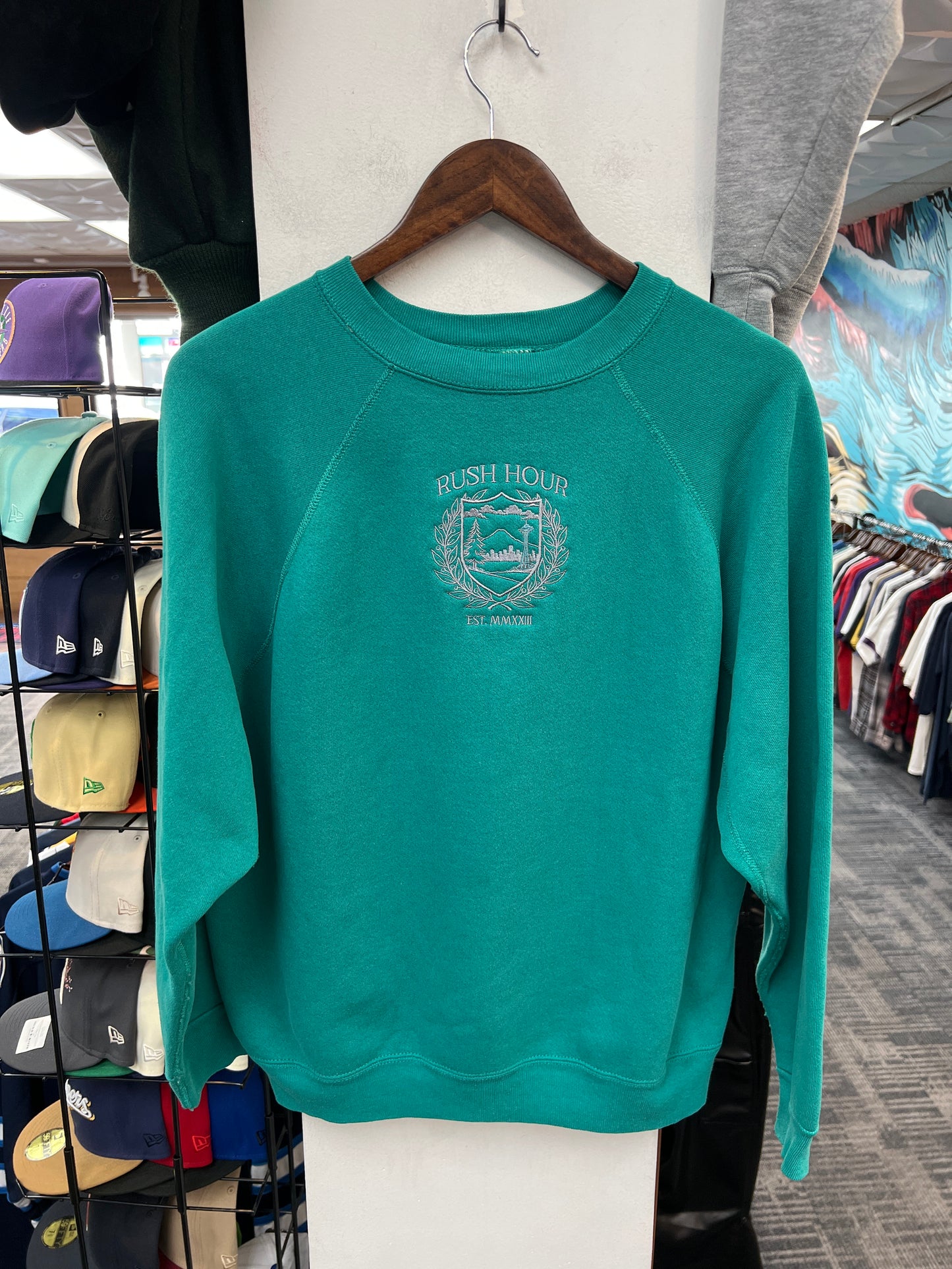 Rush Crest Teal/Dark Grey Crewneck