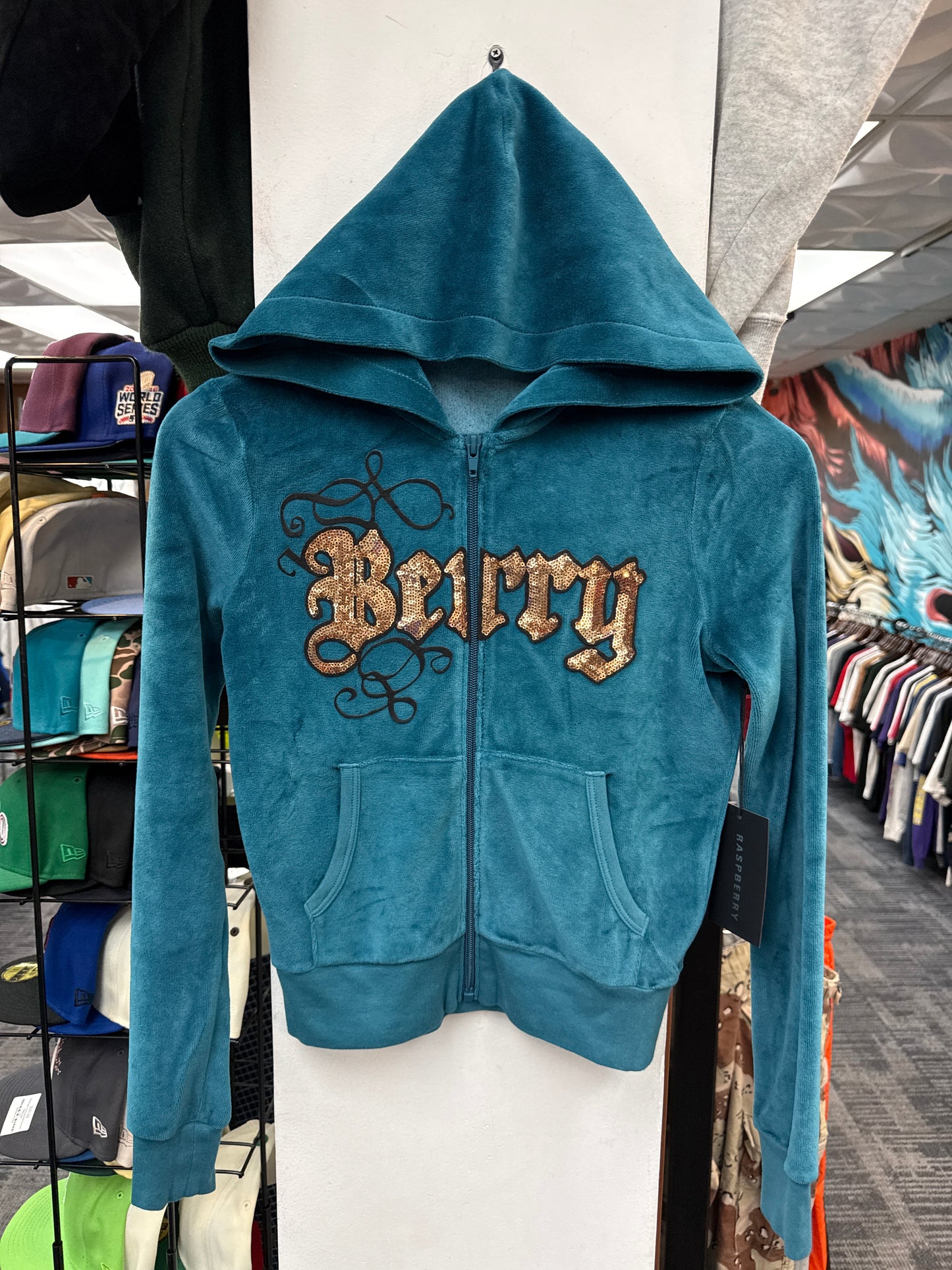 New GV Raspberry Hills Paris Hilton Velour Zip Up