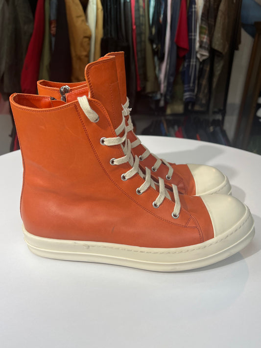 Preowned Rick Owens Fogachine Hi-Top ‘Orange’