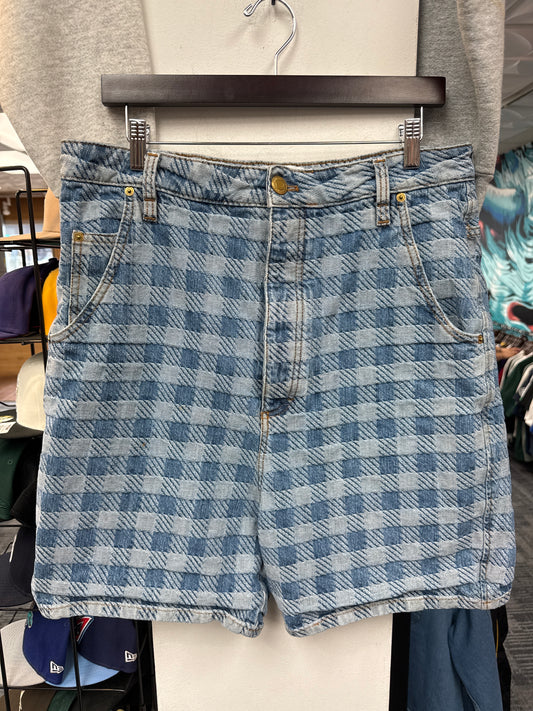 Ami Paris Alex Fit Shepard Check Denim Shorts