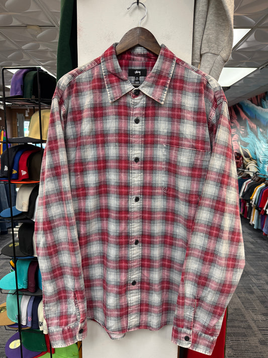 New Stussy Dax Red Flannel