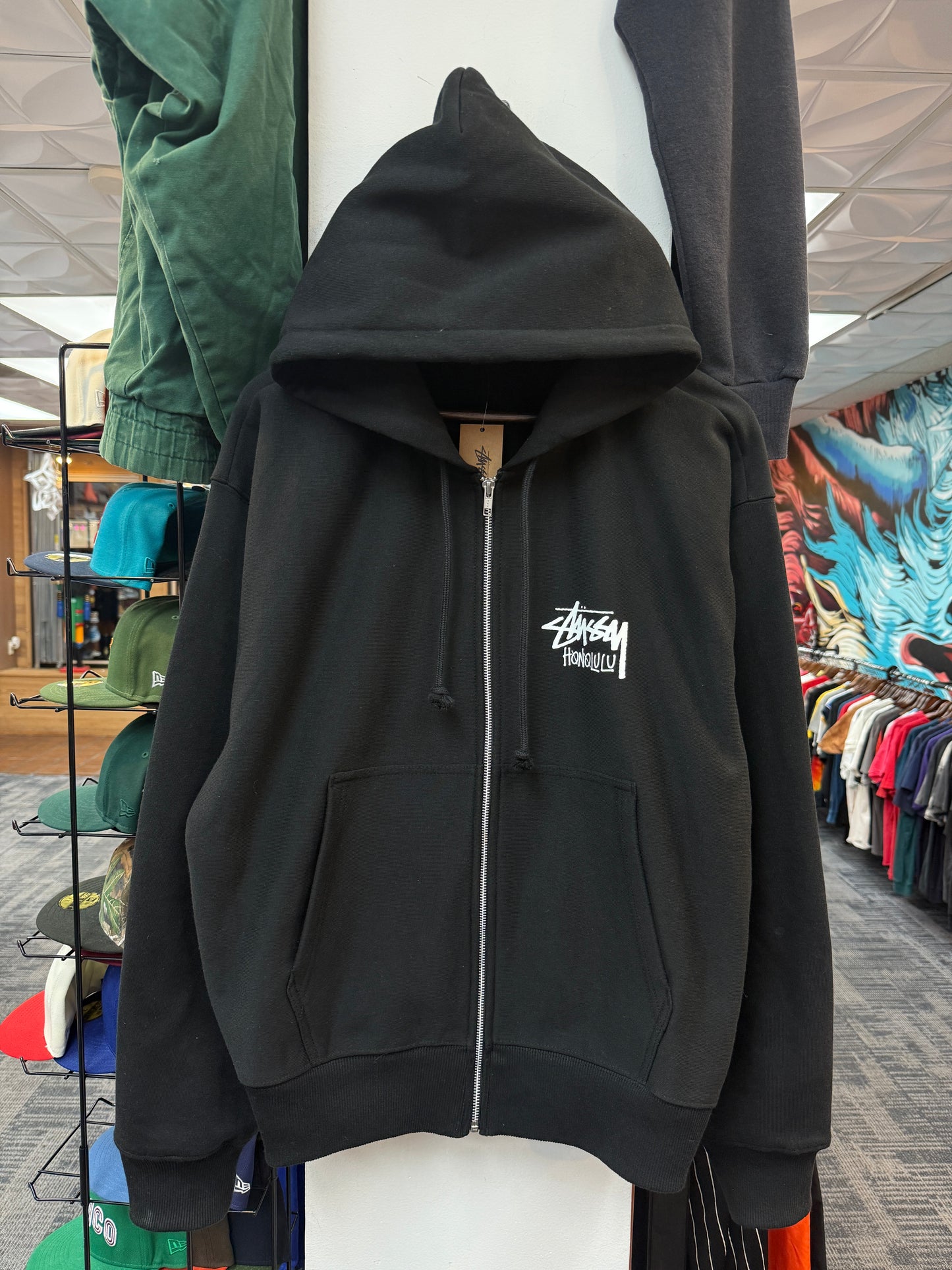 New Stussy Honolulu Black Zip Up