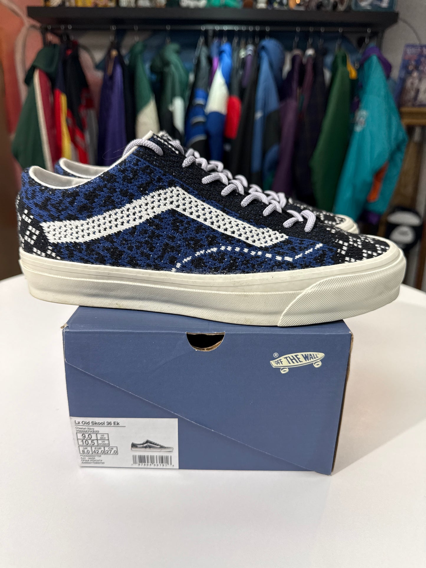 Preowned Vans Premium LX Old Skool 36 Knit Cheetah Navy