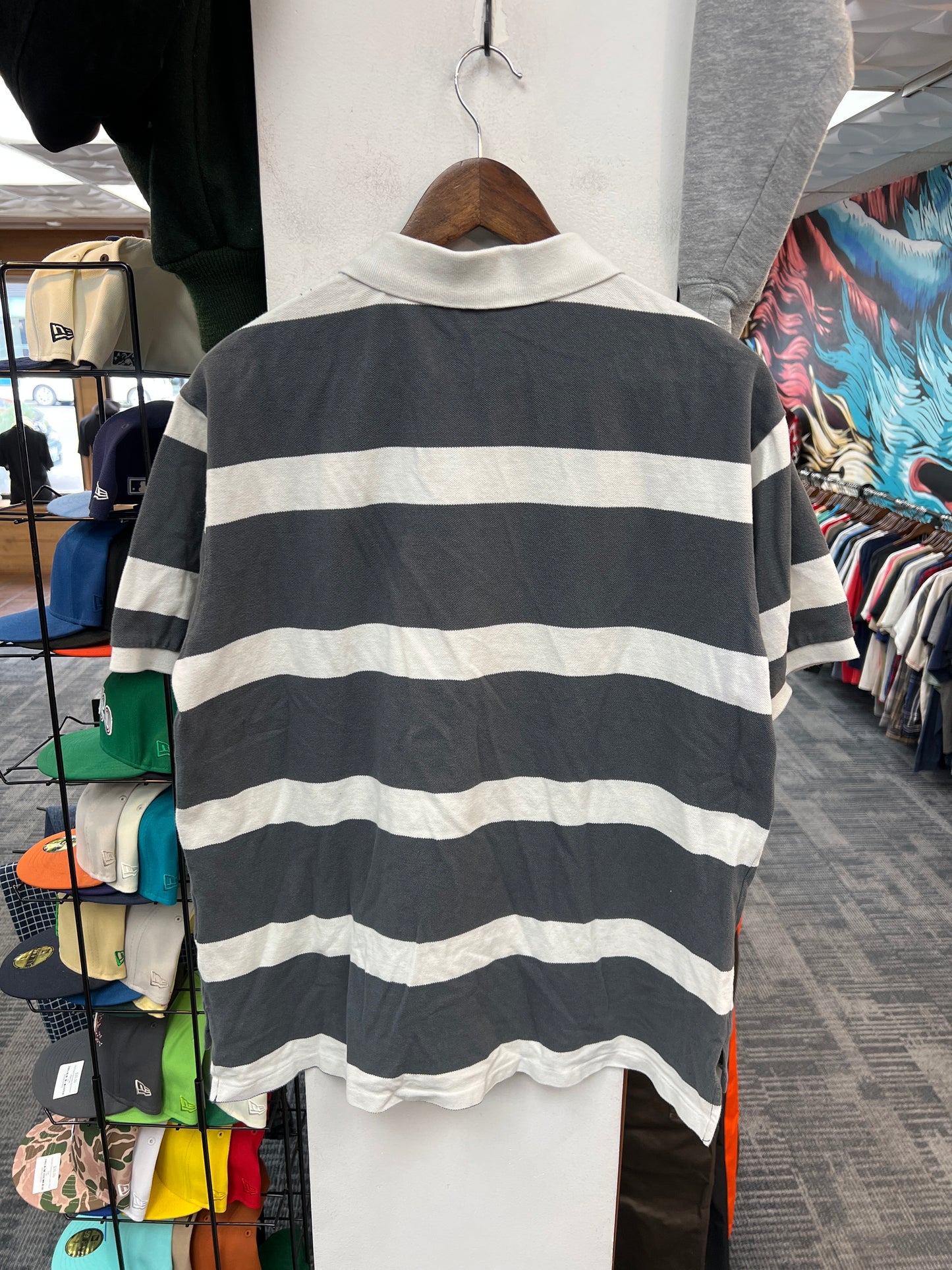 Polo Ralph Lauren White & Grey Striped Polo Shirt