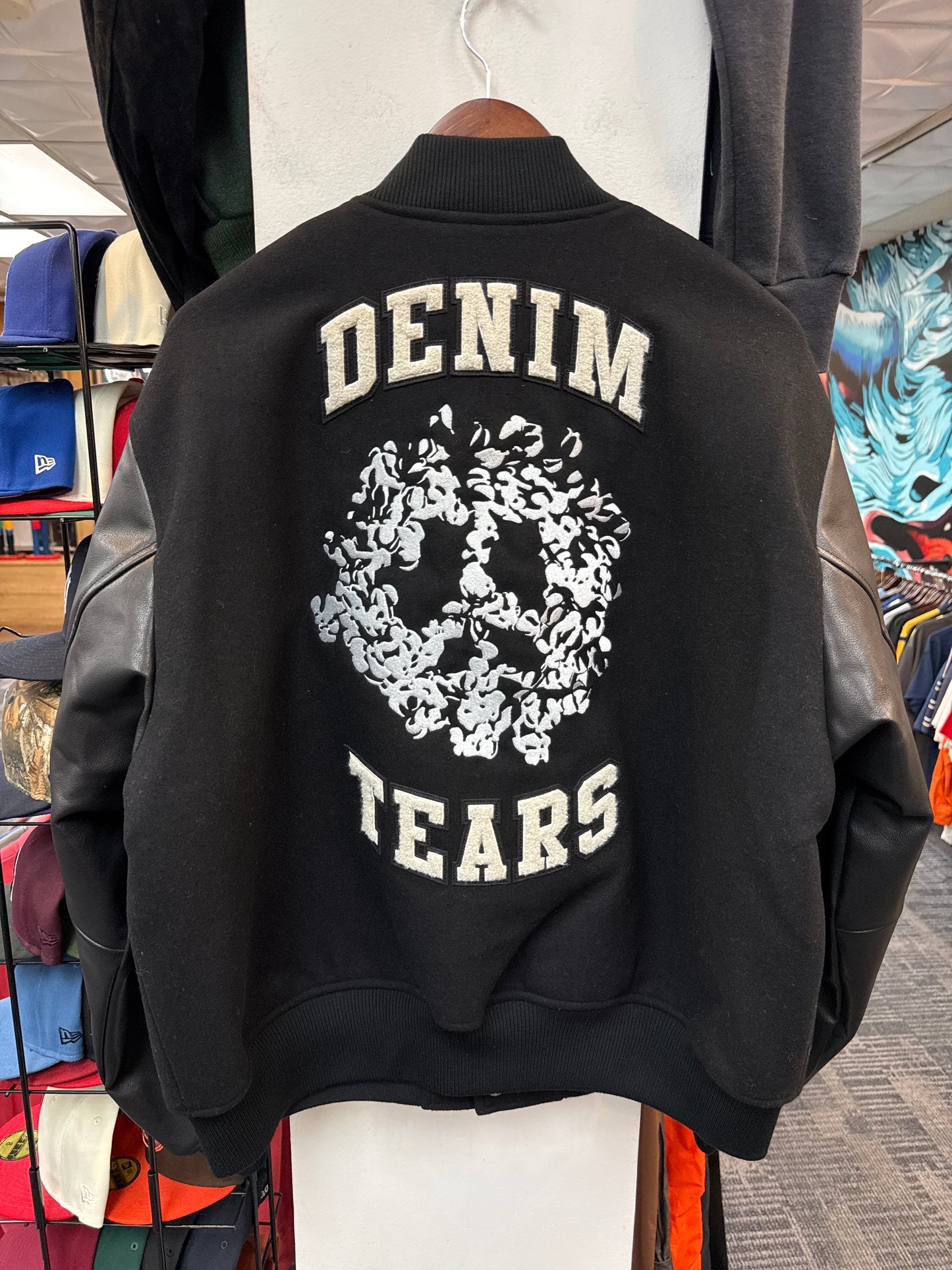 New Denim Tears Peace Wreath Varsity Jacket