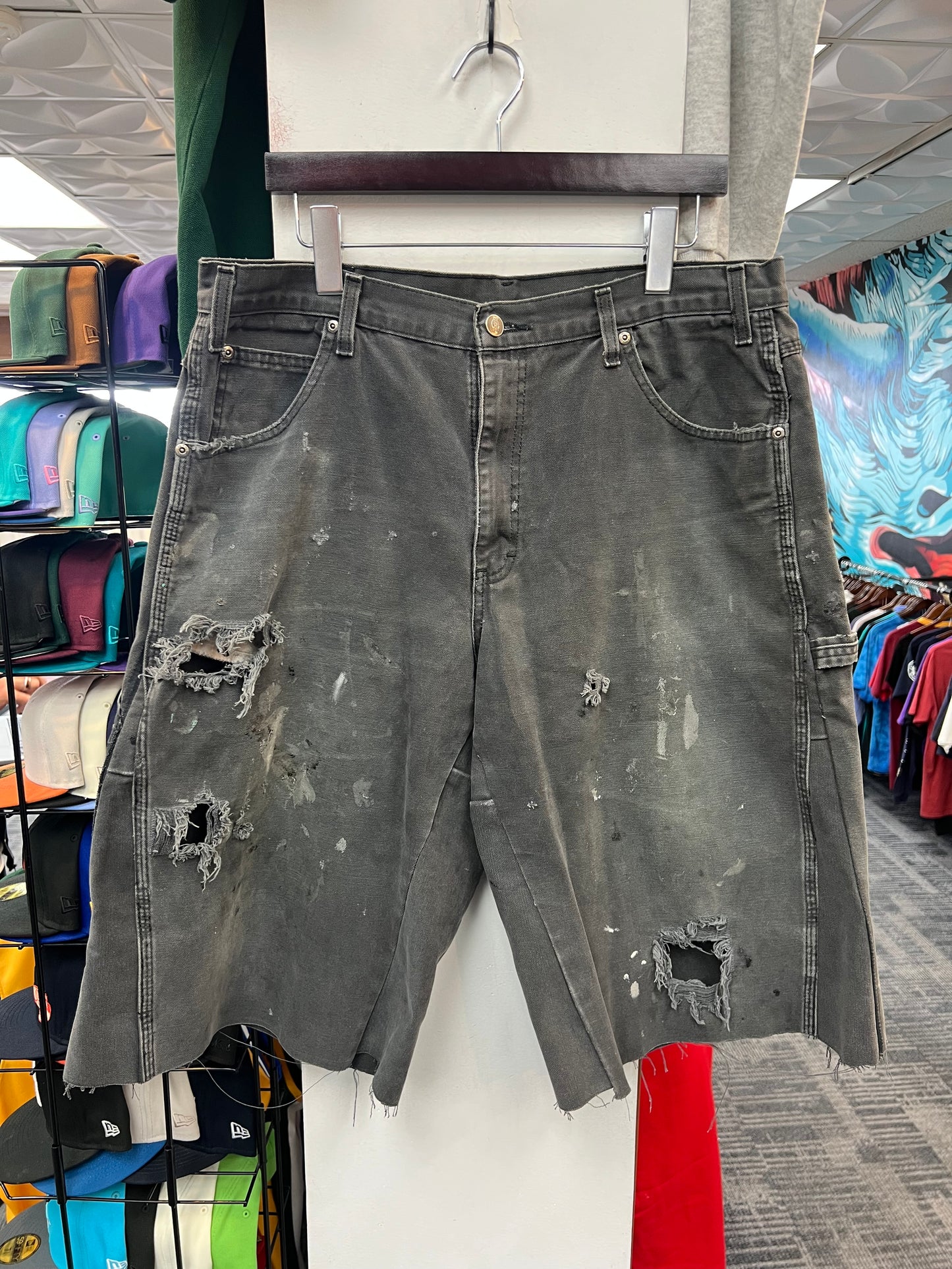Dickies Faded Gray Reworked Denim Shorts