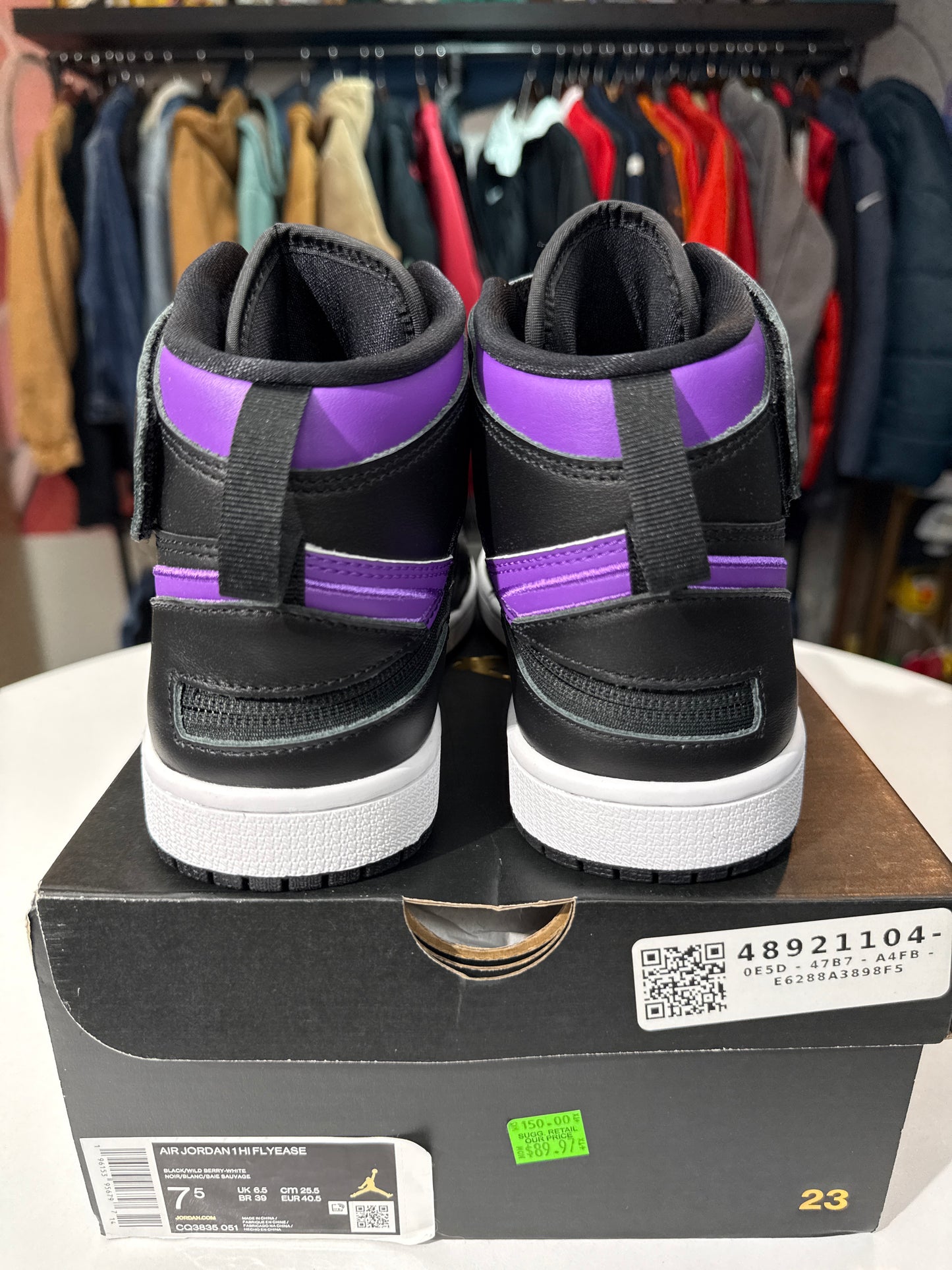 New Nike Air Jordan 1 High Flyease Black Bright Violet
