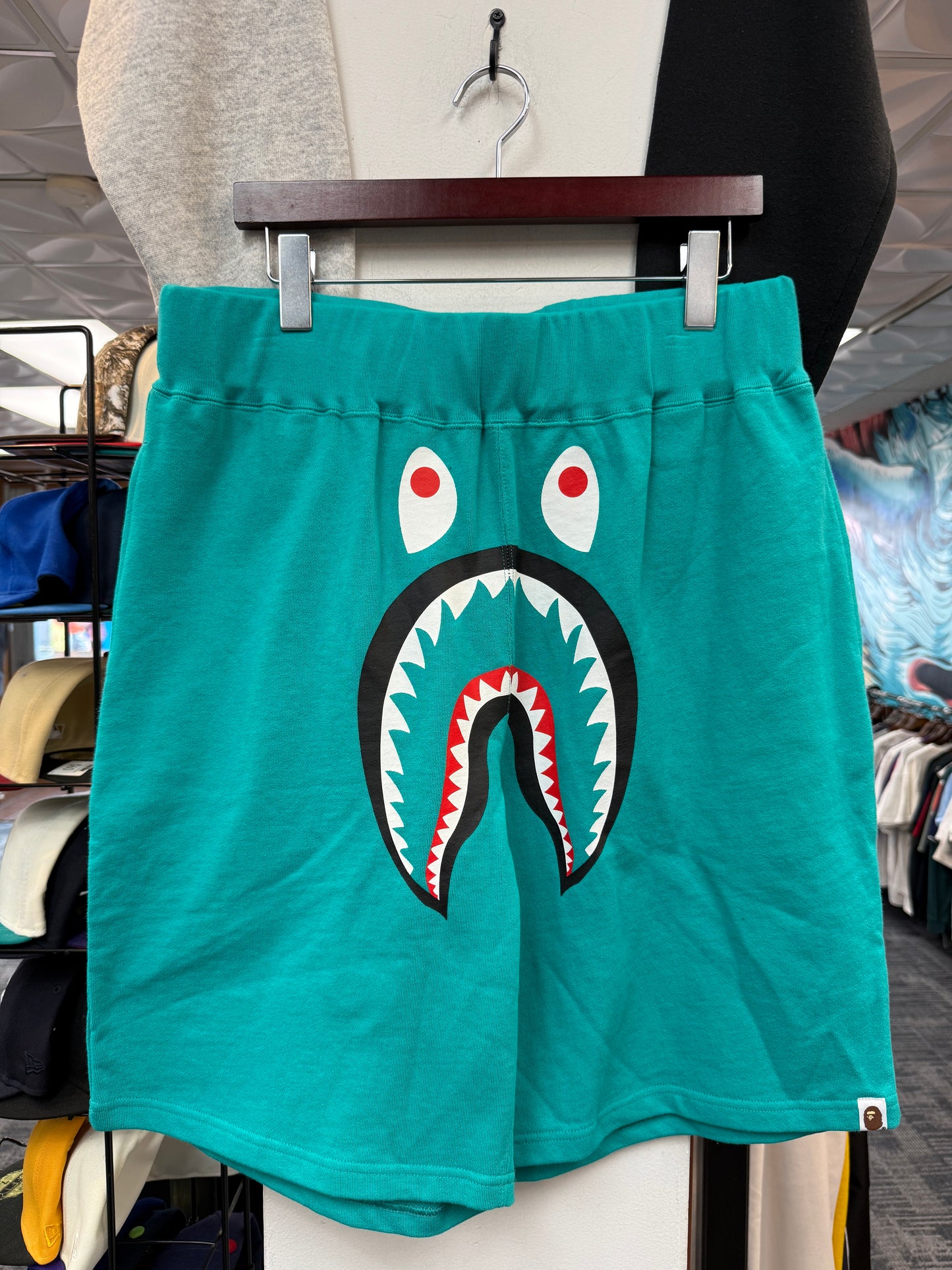 Bape Teal Shark Shorts
