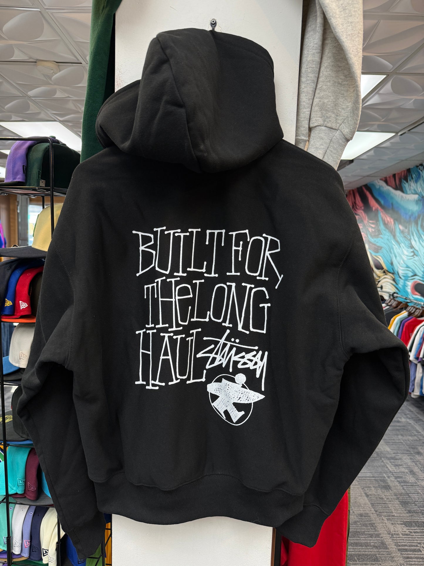 New Stussy Long Haul Black Zip Hoodie