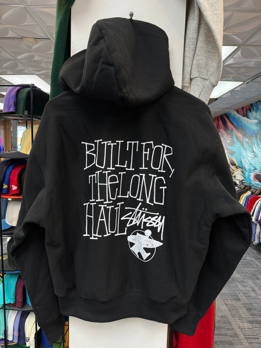 New Stussy Long Haul Black Zip Hoodie