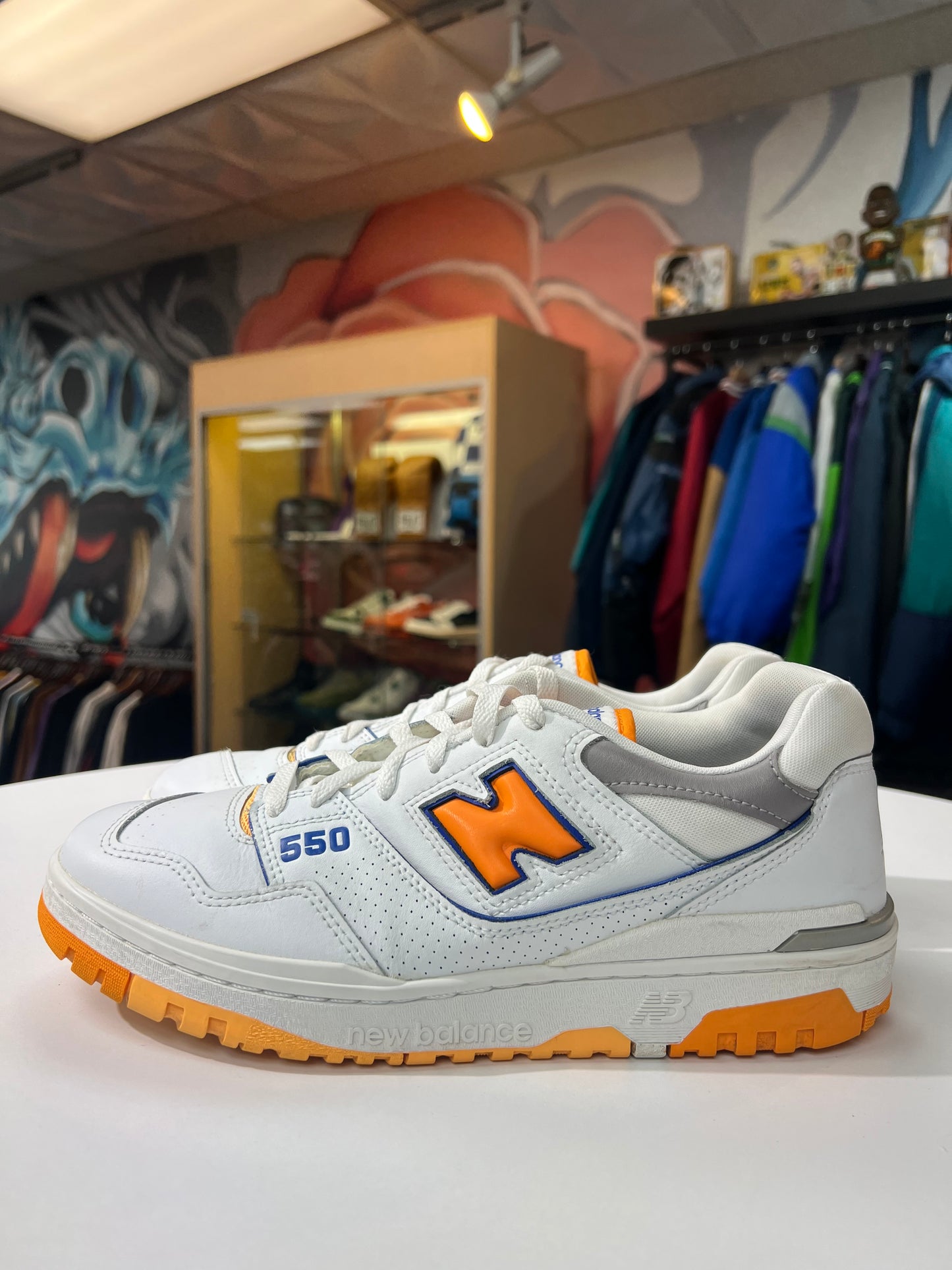 Preowned New Balance 550 White Vibrant Orange