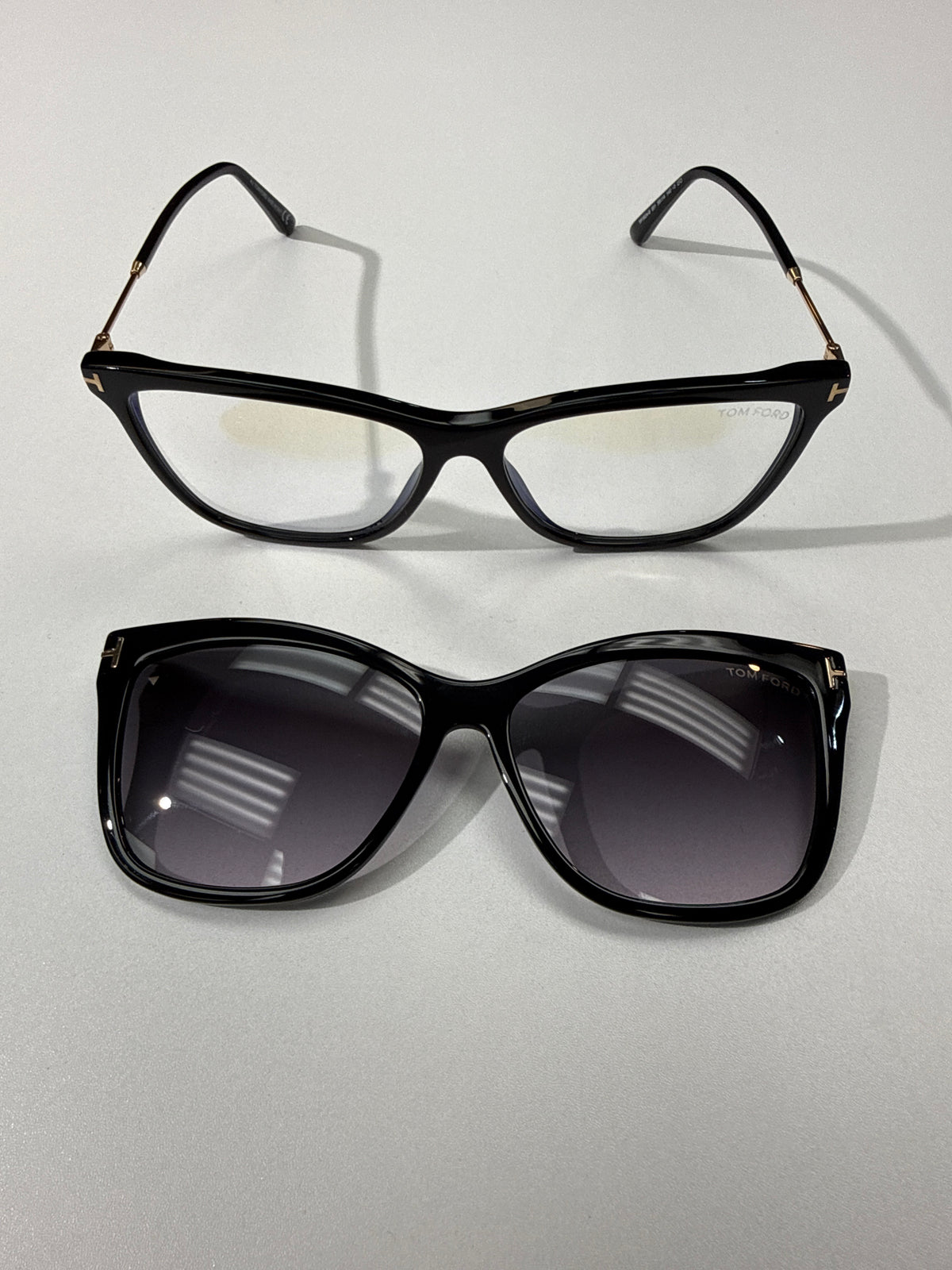 Tom Ford Blue Block Soft Cat Eye Opticals w/ Magnetic Clip Sun Lens