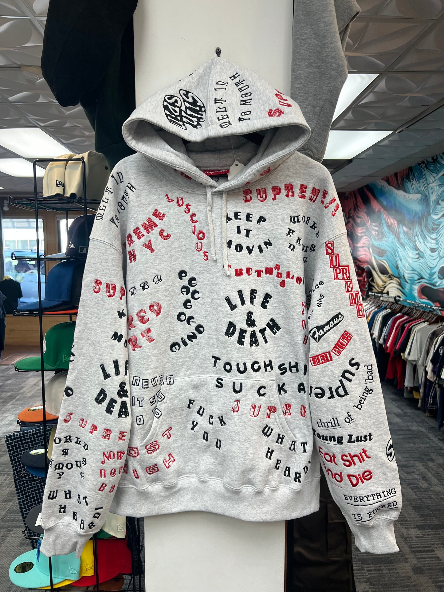 New Supreme Too Deadly Hooded Sweatshirt Ash Grey