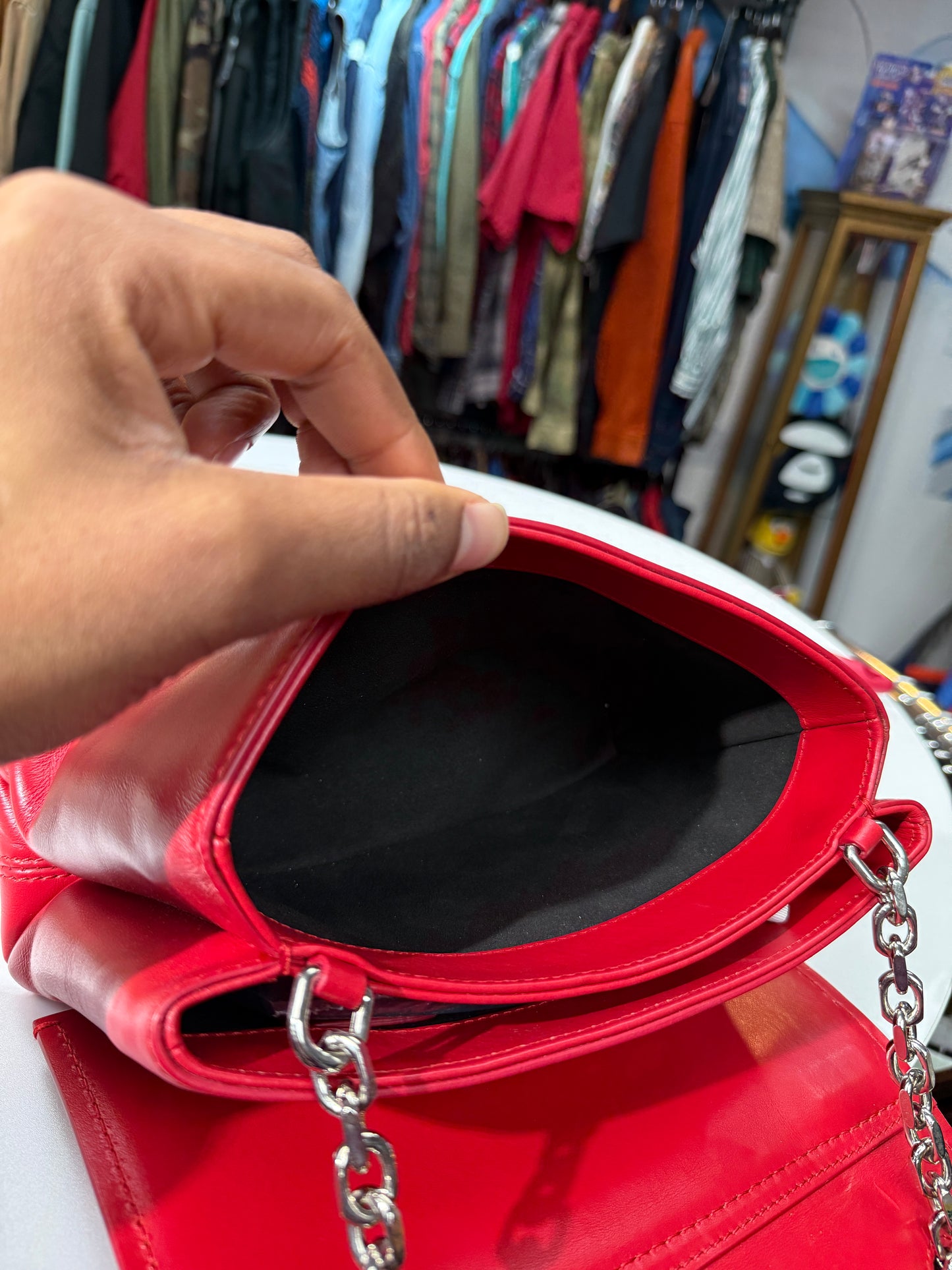 Off-White Binder Clip Small Soft Leather Crossbody Red Bag