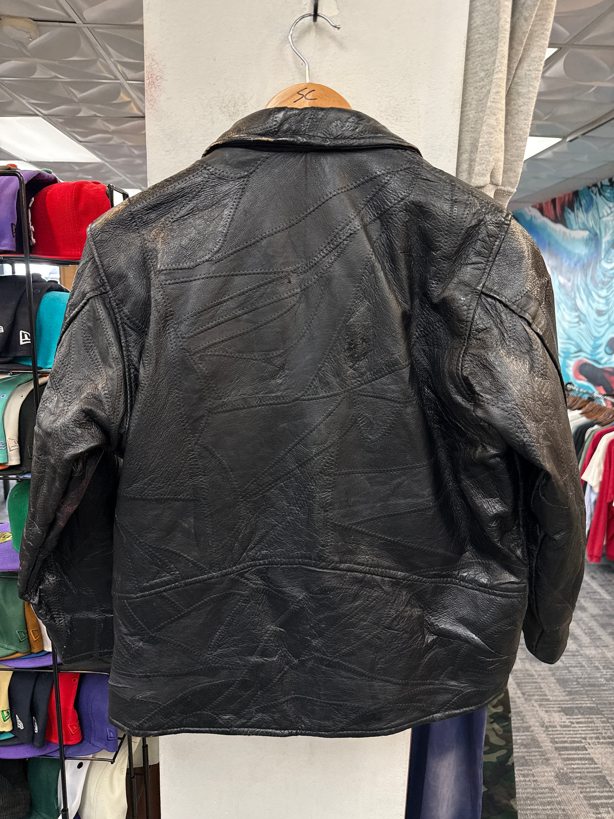 Diamond Plate Leather Biker Jacket