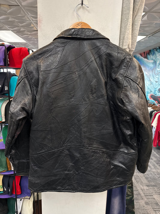 Diamond Plate Leather Biker Jacket