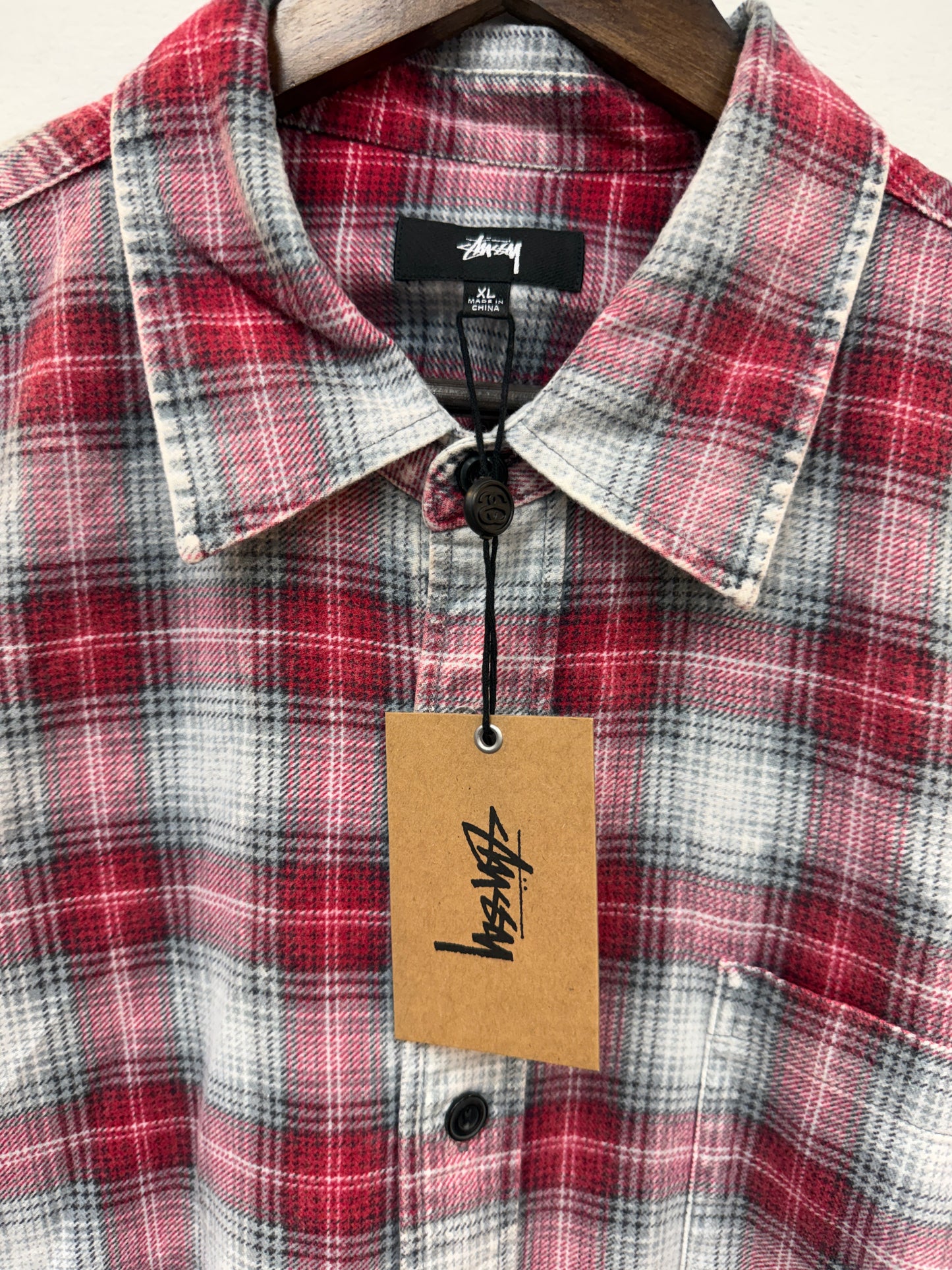 New Stussy Dax Red Flannel