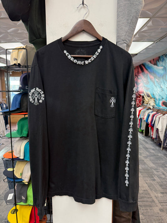 Chrome Hearts Neck Logo Cross Longsleeve Pocket Tee