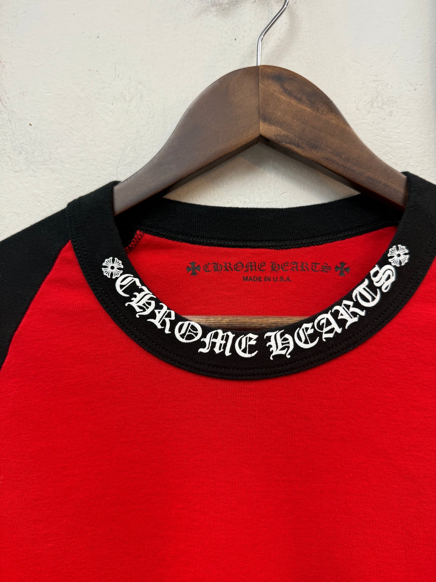 Chrome Hearts Red Raglan Neck Logo Tee