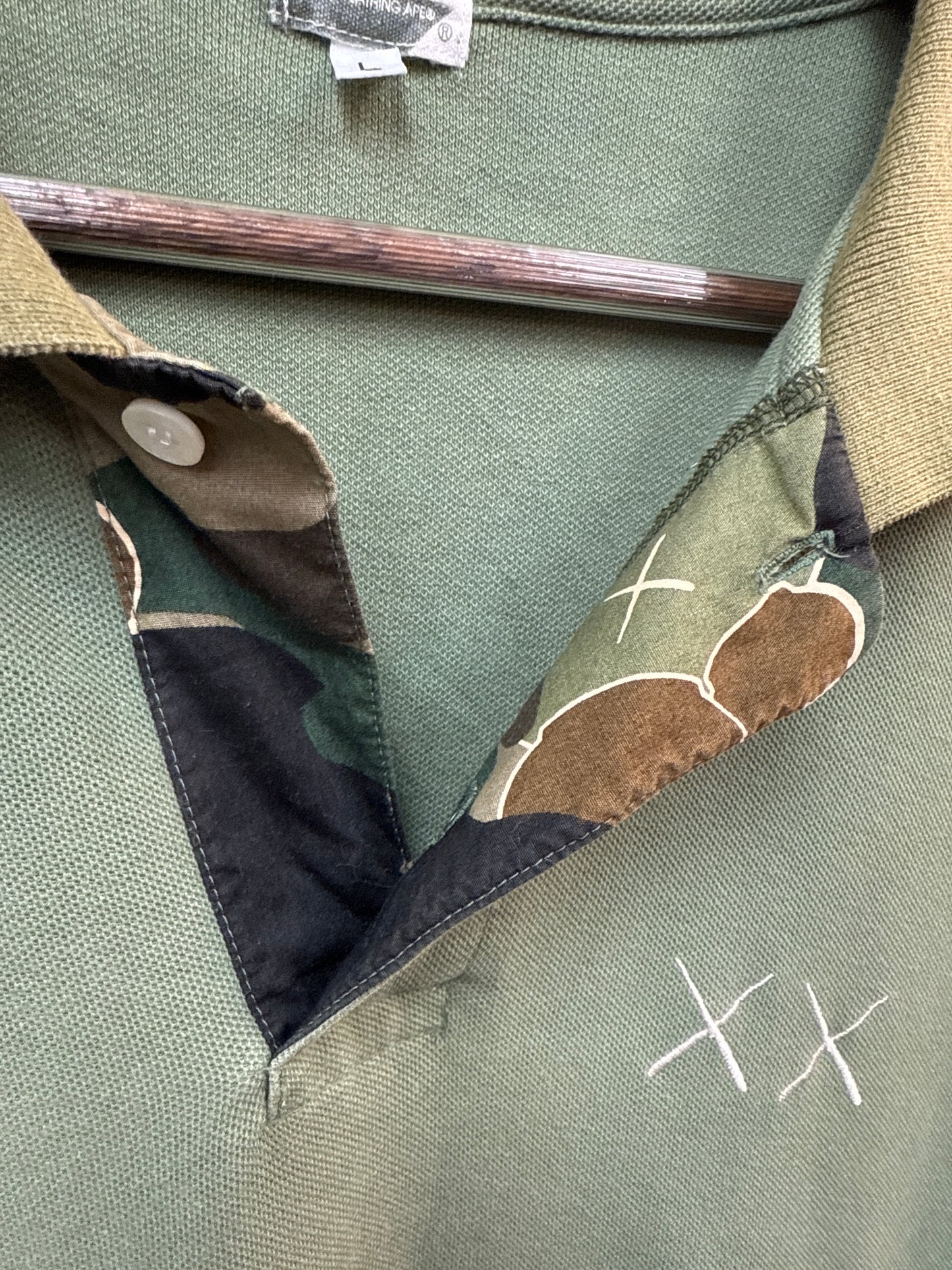 Bape Kaws Olive Camo Polo