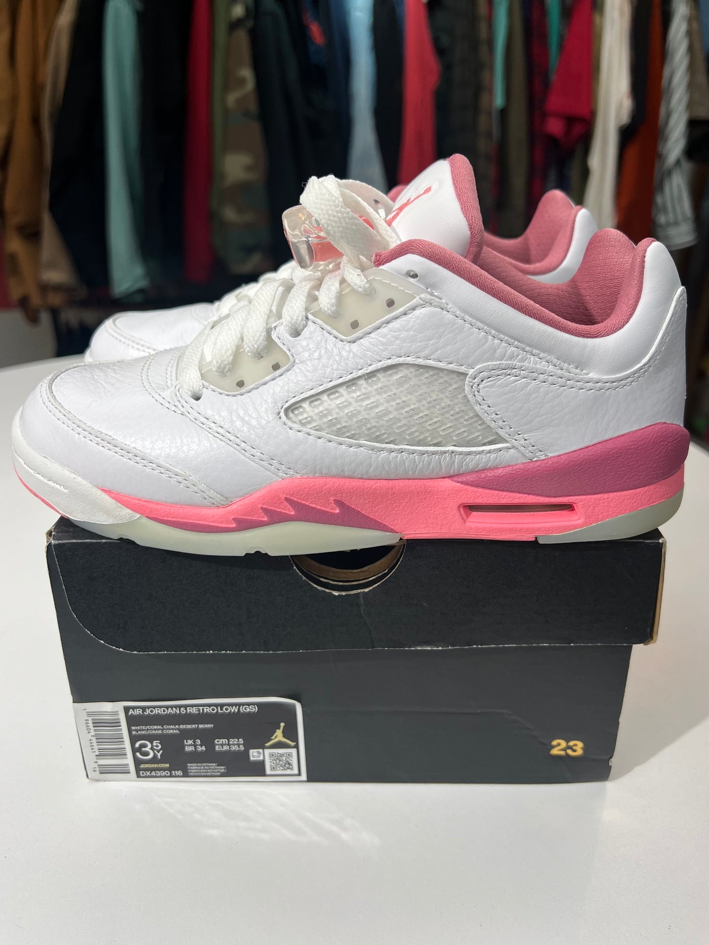 Preowned Jordan 5 Low White/Corral