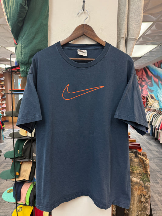 Vintage Nike Orange Swoosh Navy Tee