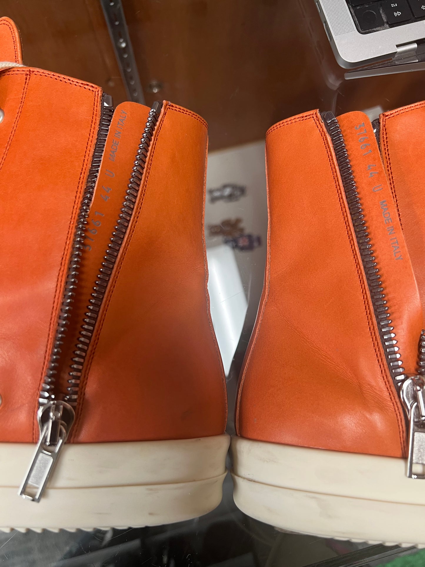 Preowned Rick Owens Fogachine Hi-Top ‘Orange’