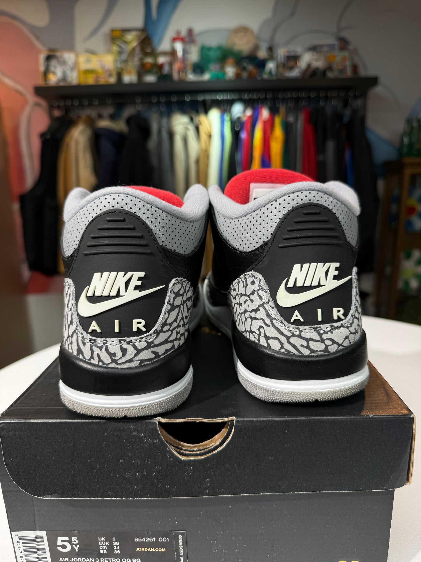 Preowned 2018 Black Cement Jordan 3