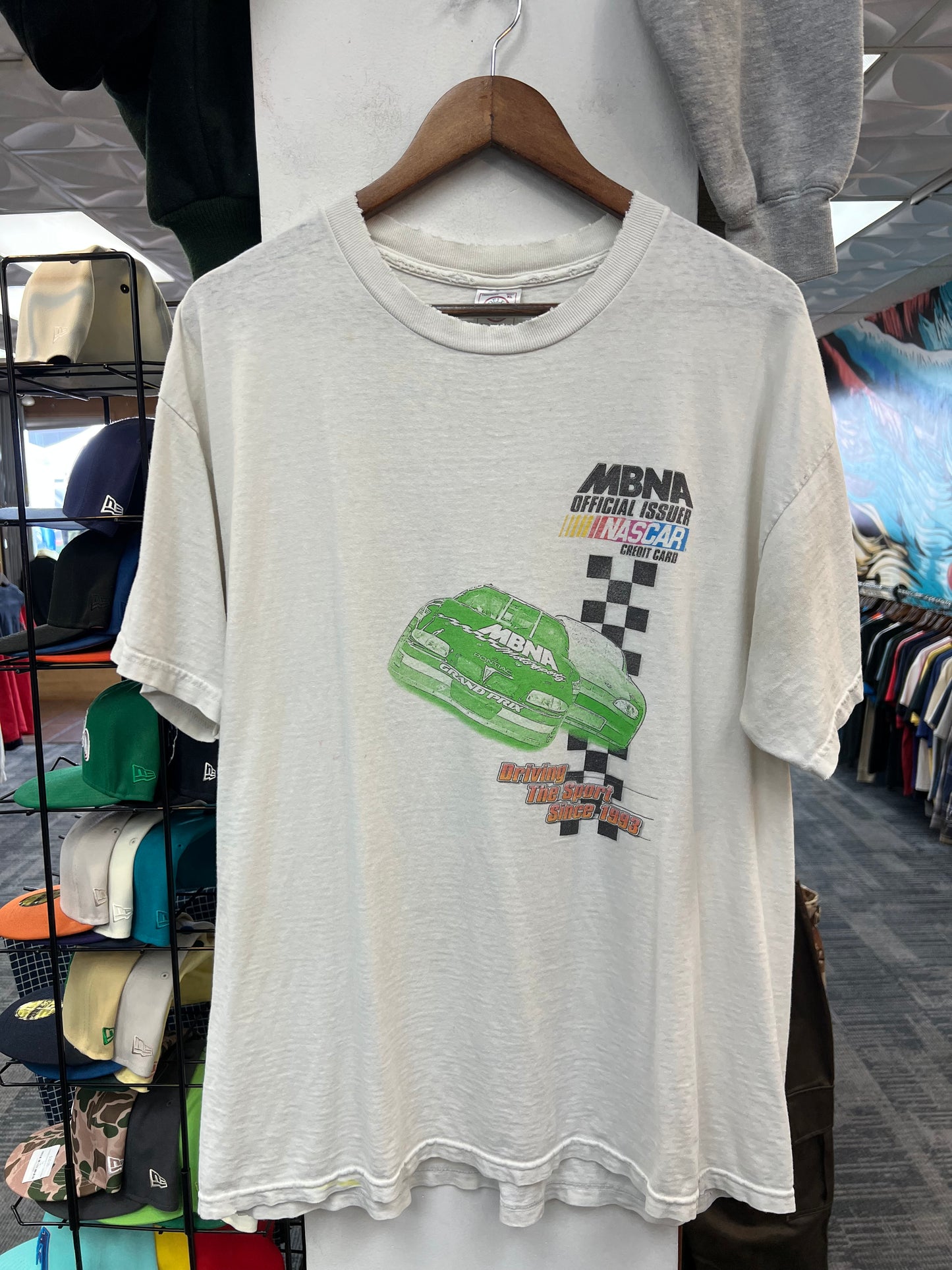 Vintage White Delta NASCAR MBNA Graphic Tee