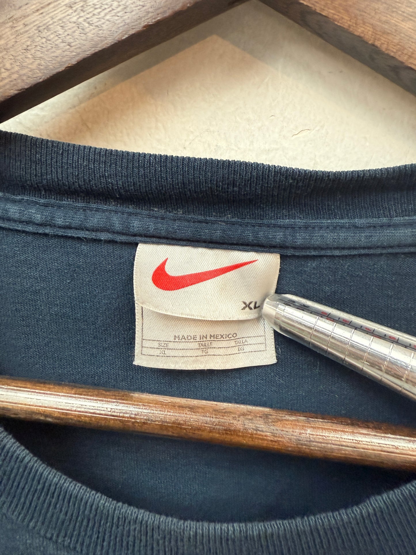 Vintage Nike Orange Swoosh Navy Tee