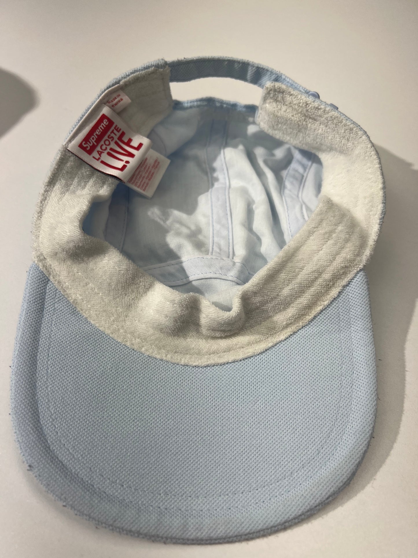 Supreme x Lacoste Pique Knit Camp Cap Light Blue