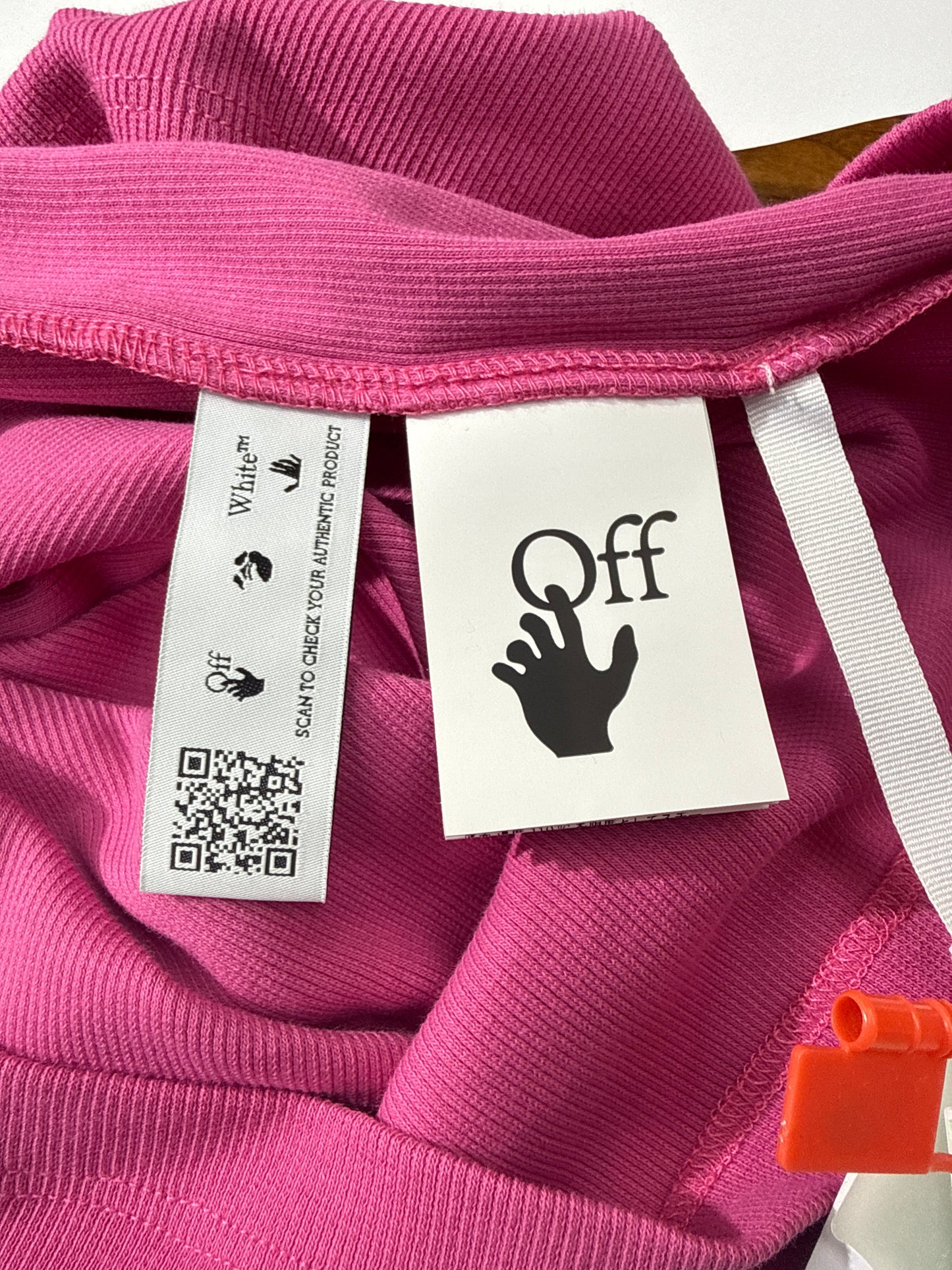 New Off-White Saint Barths Ribbed Short Dress Fuchsia