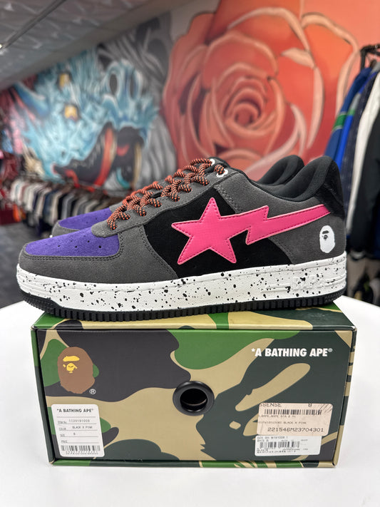 New A Bathing Ape Bape Sta Grey/Pink Suede