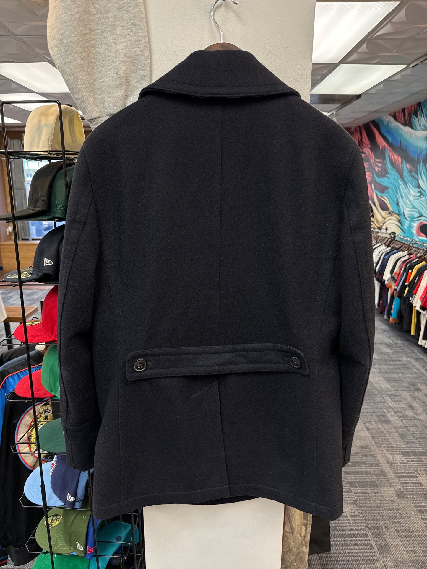 Burberry Navy Wool Pea Coat