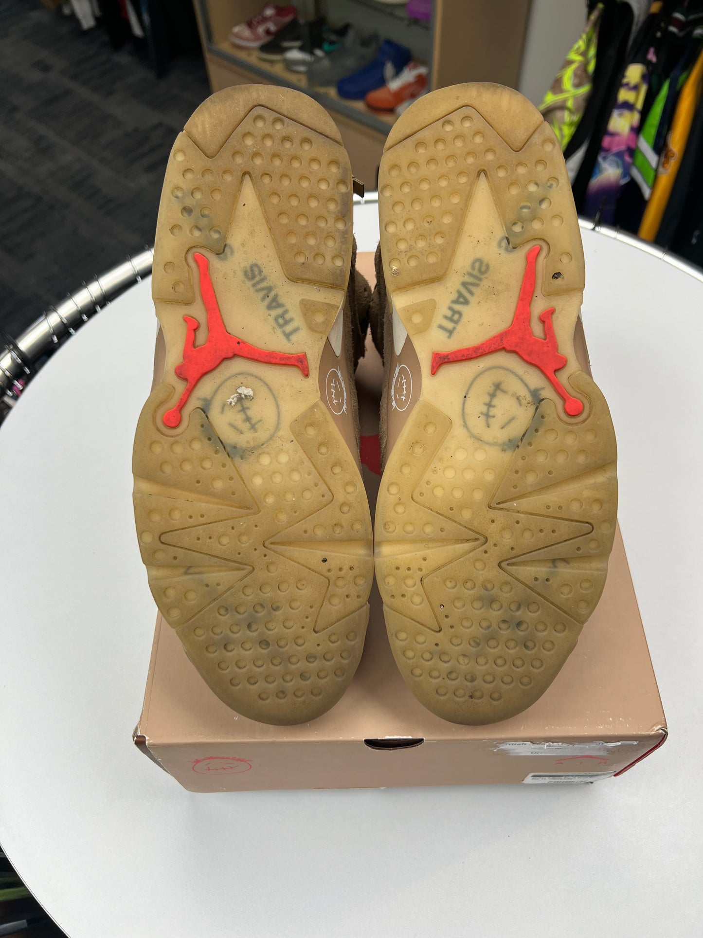 Preowned British Khaki Travis Scott Jordan 6