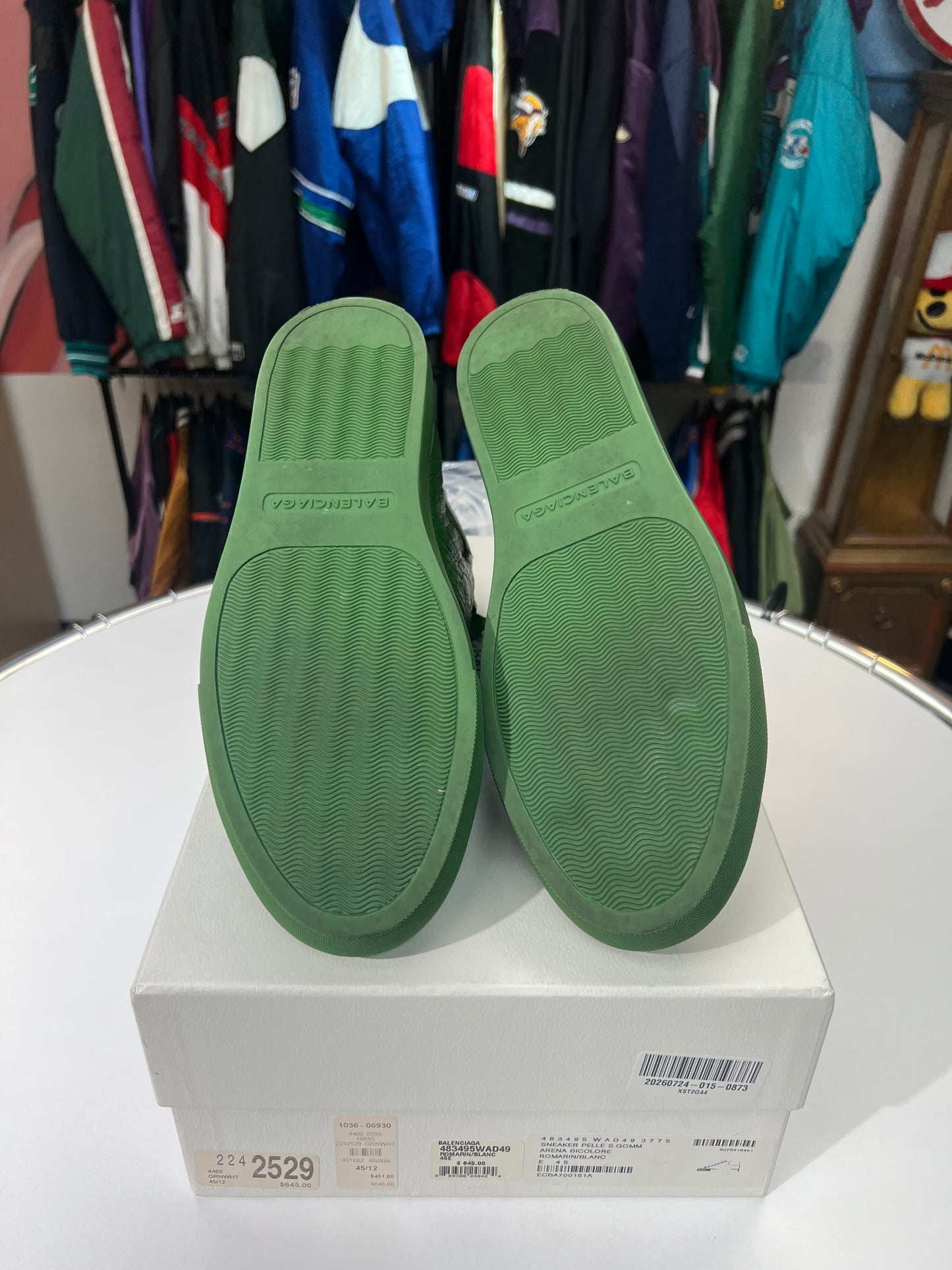 Preowned Balenciaga Arena Green Leather Sneakers