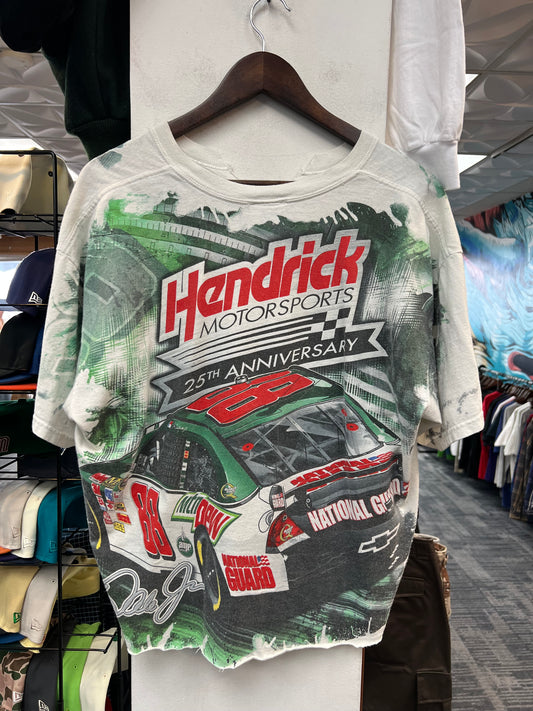 Vintage White NASCAR Dale Earnhardt JR Green Print Tee