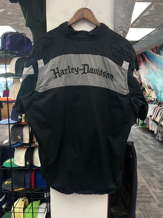 Harley Davidson Black and Grey Button Up Shirt