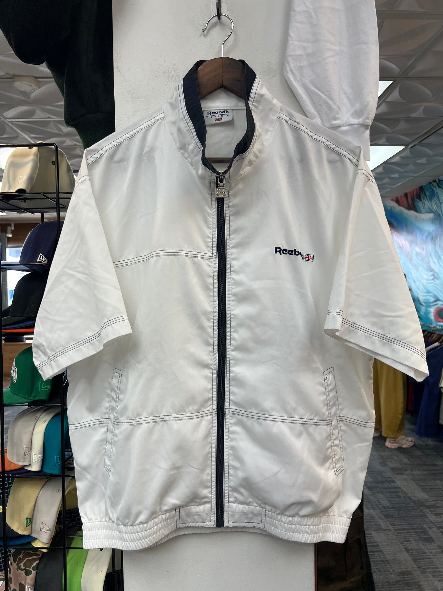 Reebok White Full-zip S/S Windbreaker