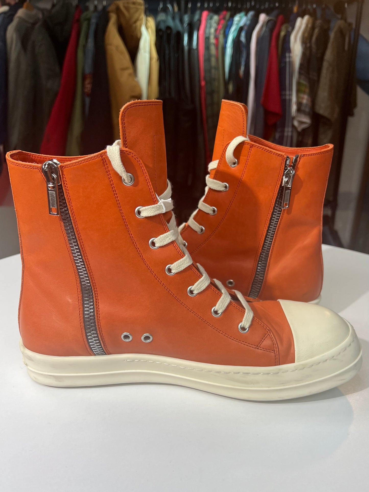 Preowned Rick Owens Fogachine Hi-Top ‘Orange’