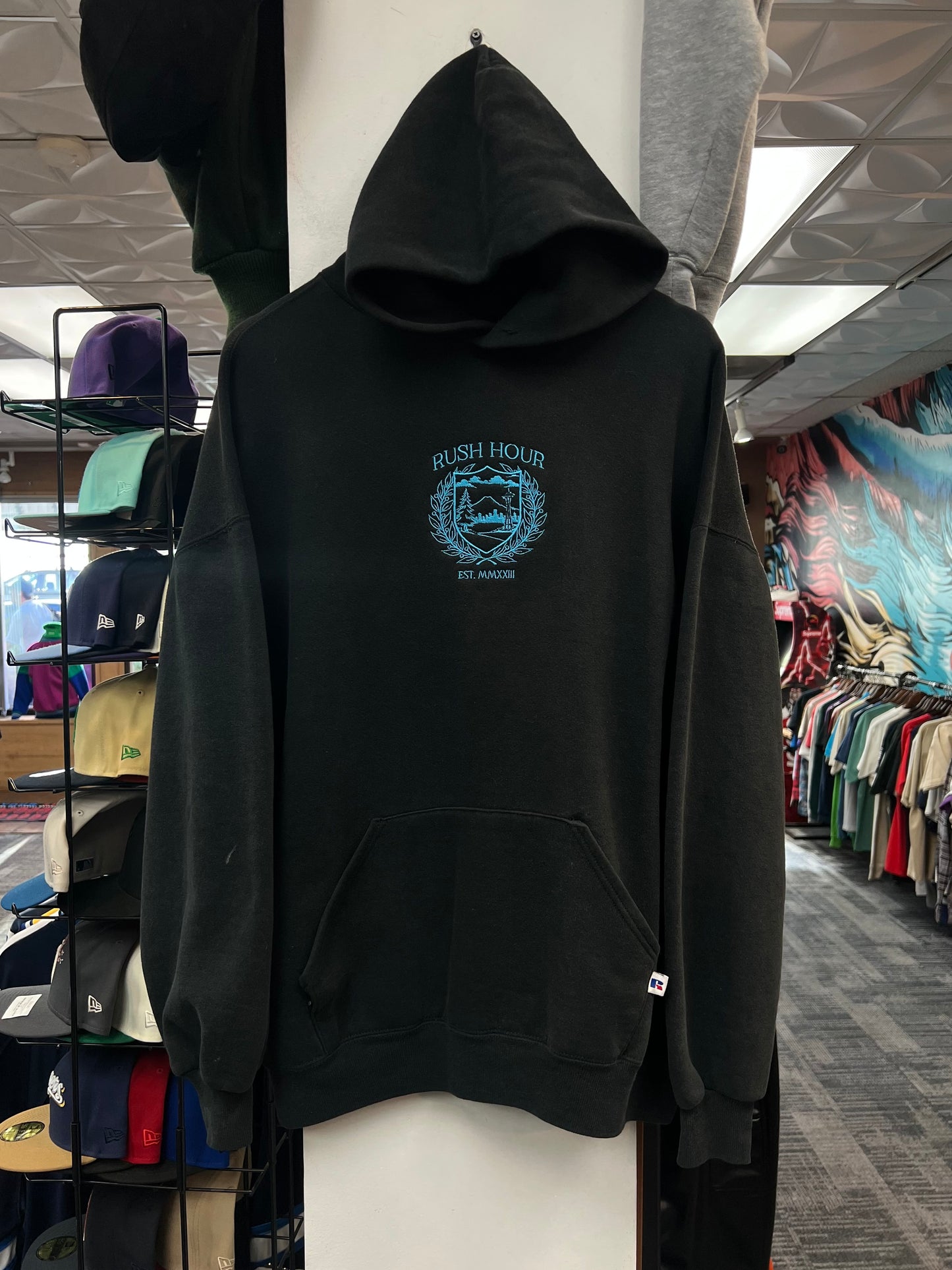 Rush Crest Hoodie Black/Blue