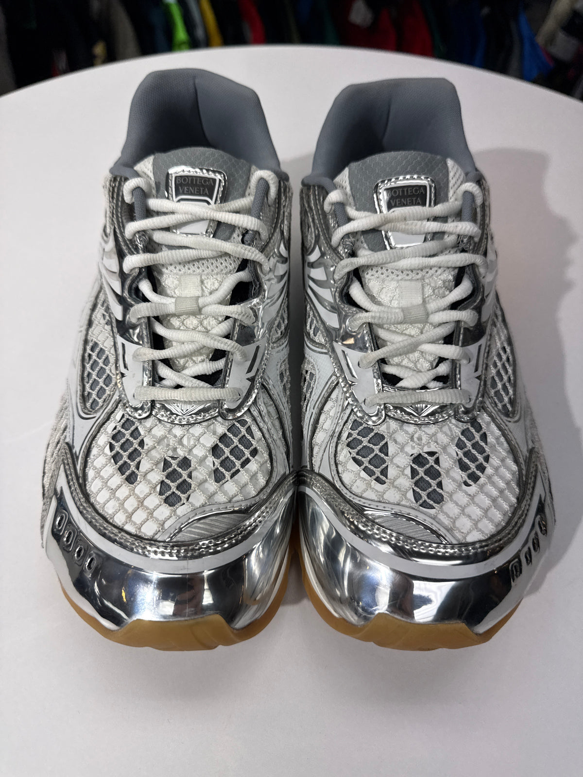 Preowned Bottega Veneta Orbit Sneaker Silver/White