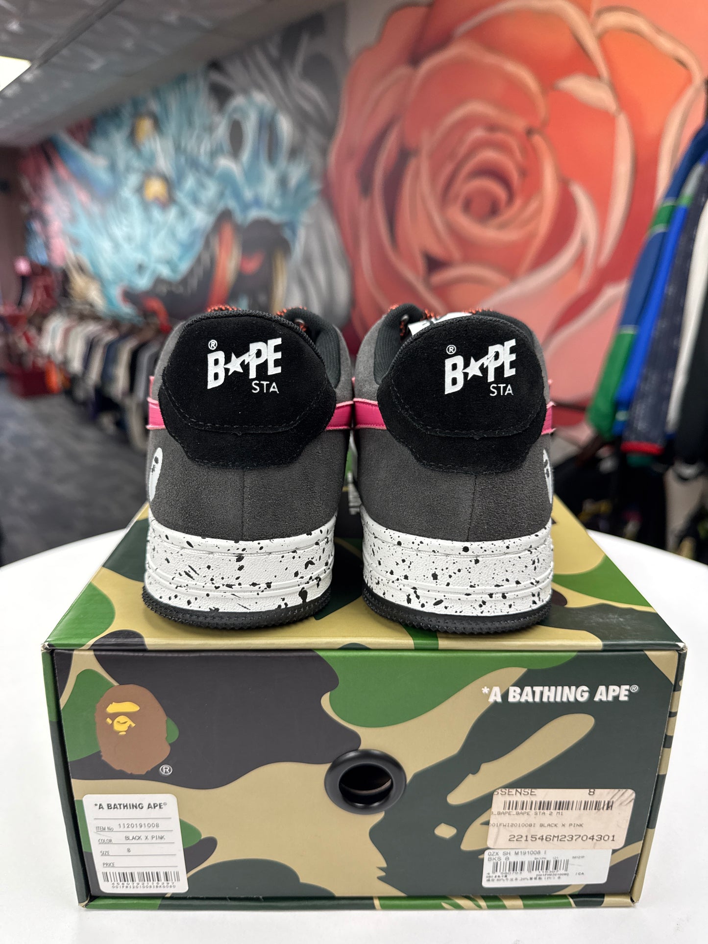 New A Bathing Ape Bape Sta Grey/Pink Suede
