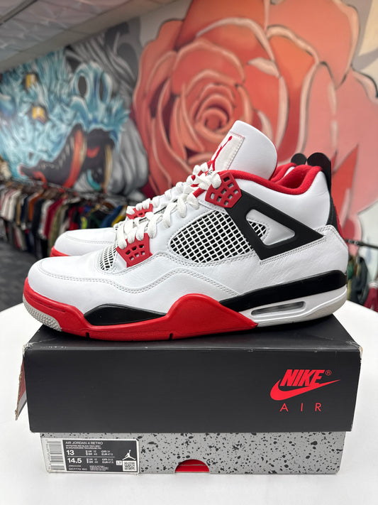 Preowned Jordan 4 Fire Red