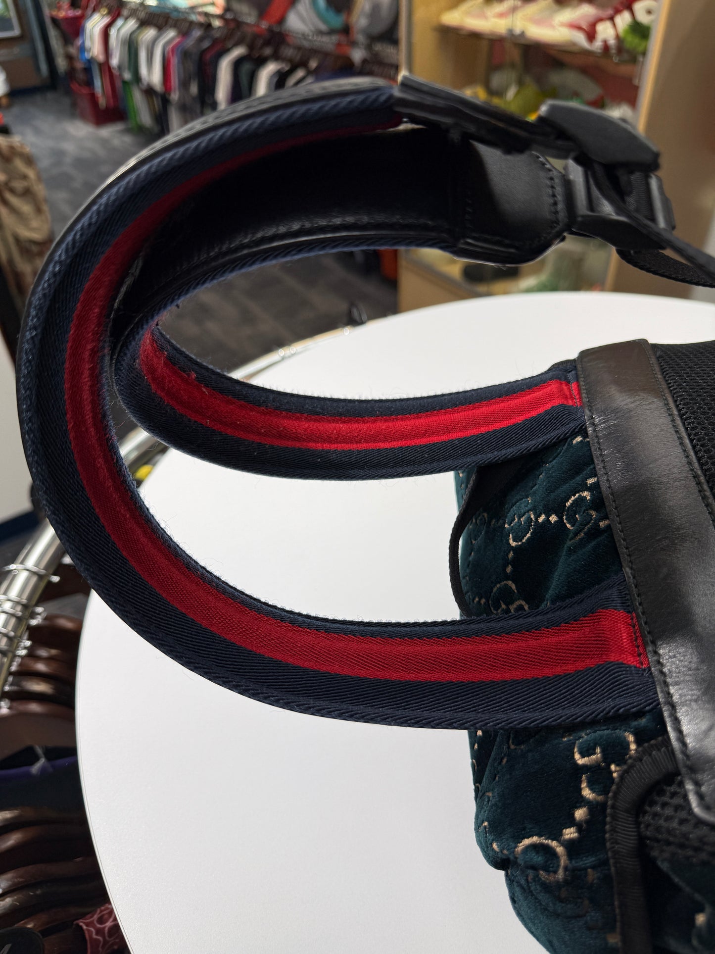 Gucci GG Velvet Medium Blue Backpack