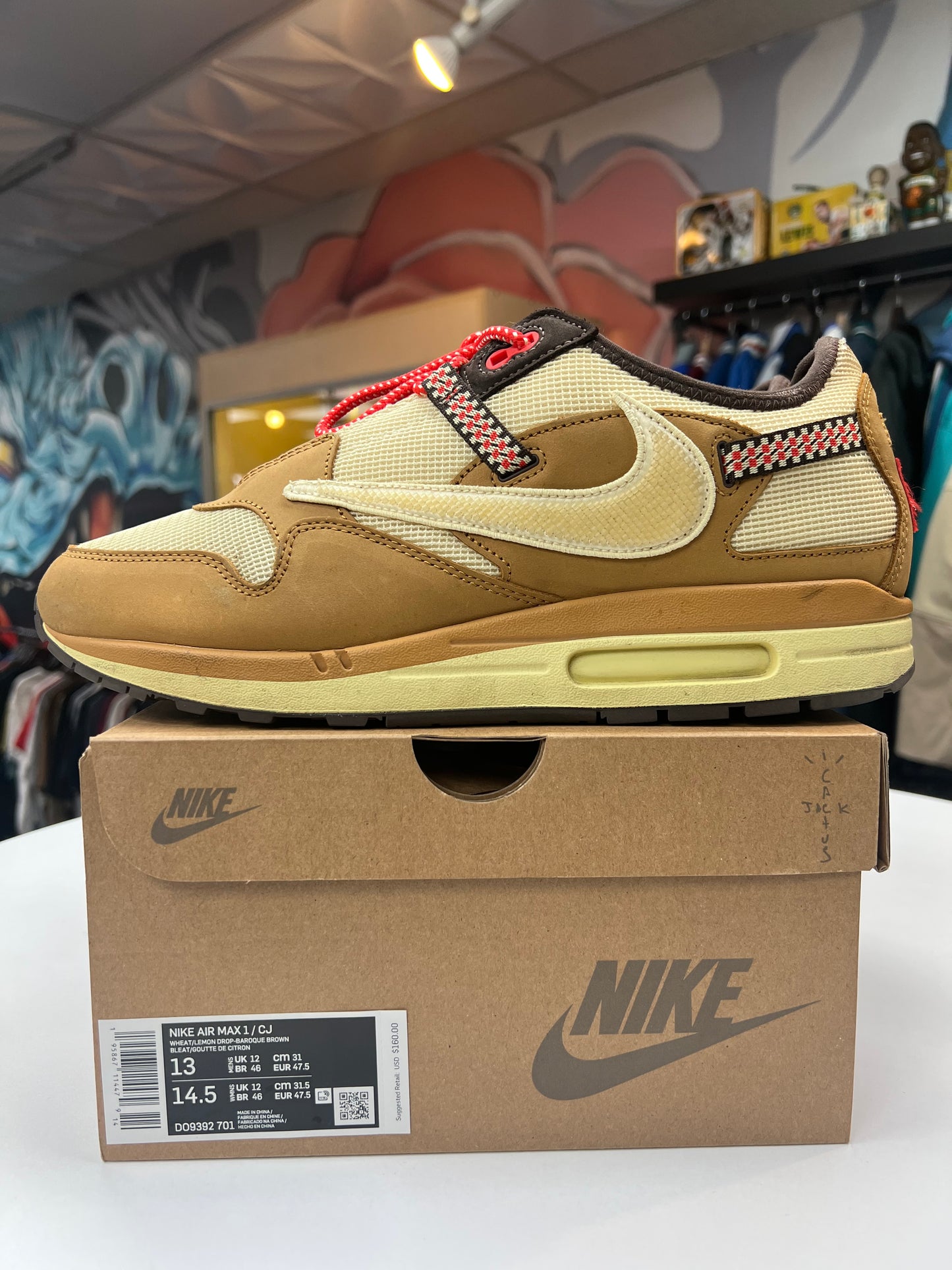 Preowned Nike Air Max 1 Travis Scott Wheat Lemon Drop
