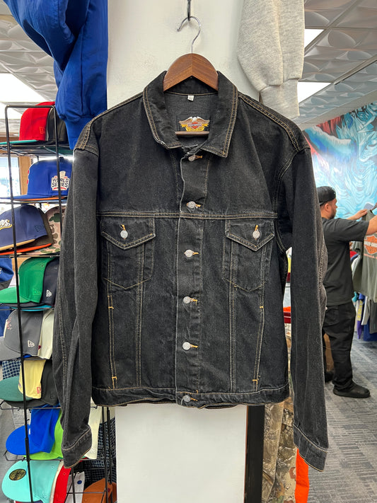 Vintage Harley Davidson Black Denim Jacket