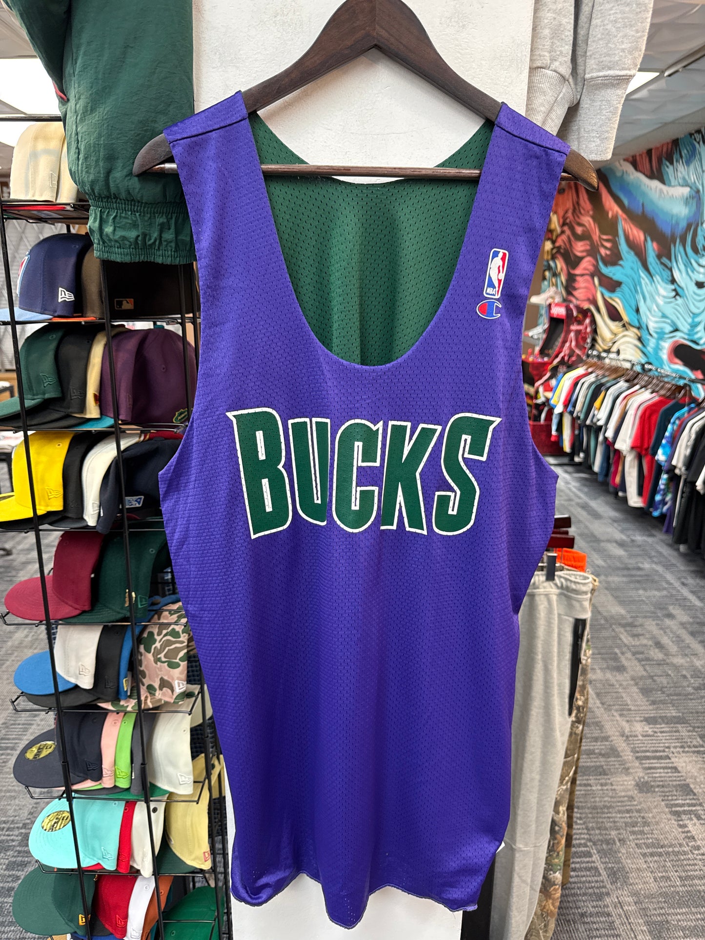 Vintage Champion Milwaukee Bucks Player Practice Reversible Jersey