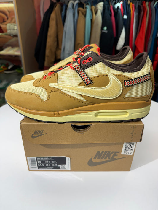 Preowned Wheat Lemon Drop Travis Scott Air Max 1