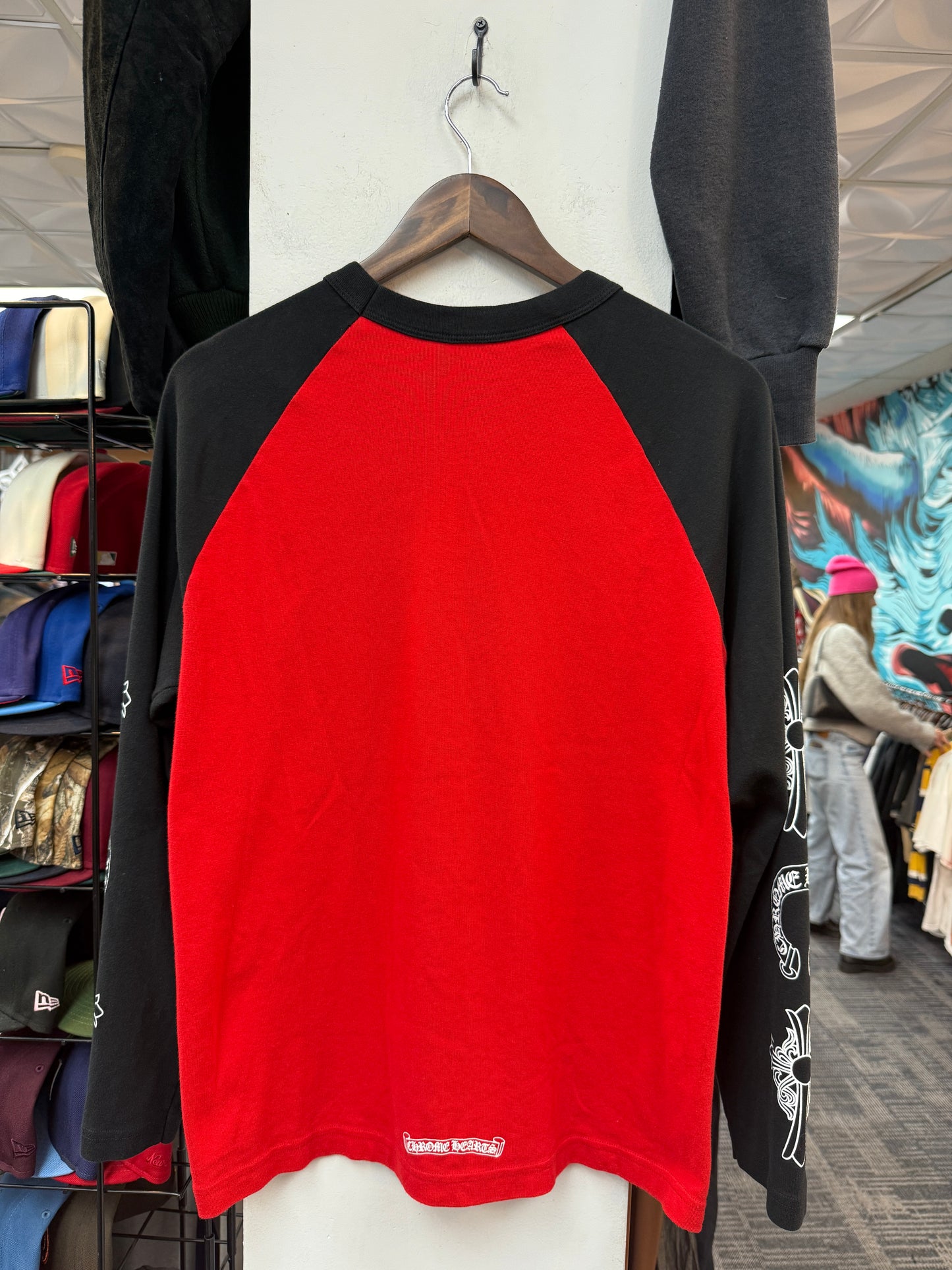 Chrome Hearts Red Raglan Neck Logo Tee